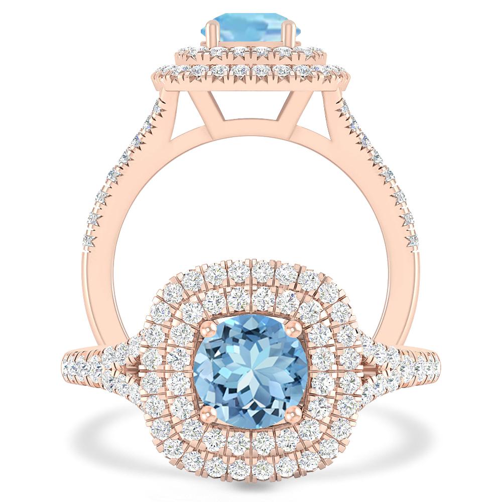 Rose Gold - Aquamarine