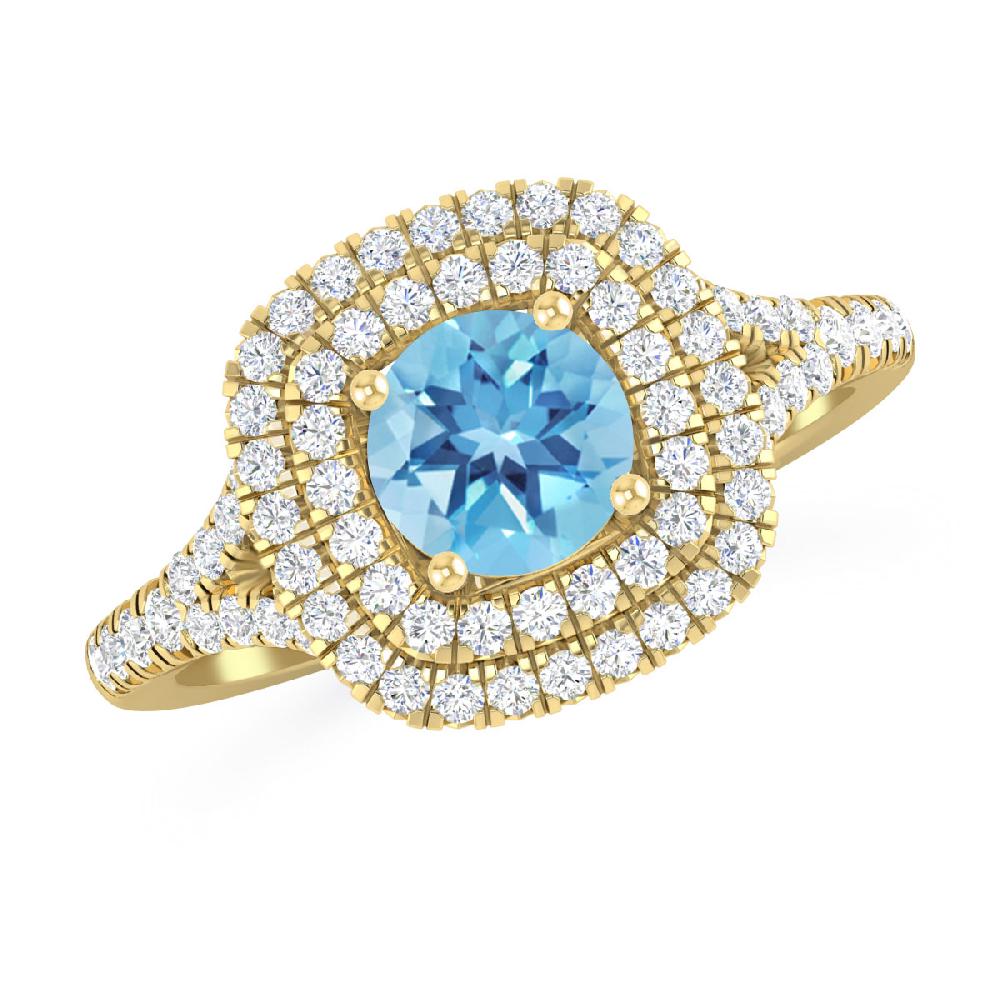 Yellow Gold - Blue Topaz