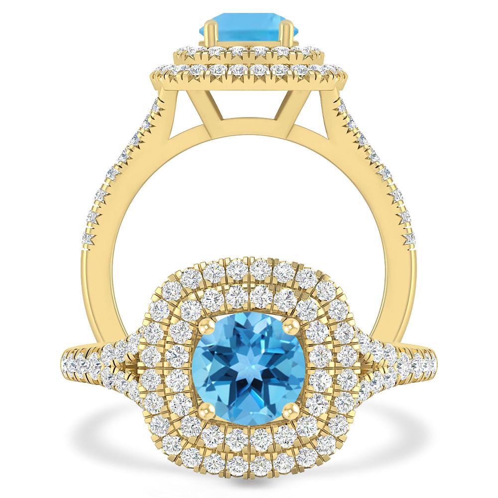 Yellow Gold - Blue Topaz