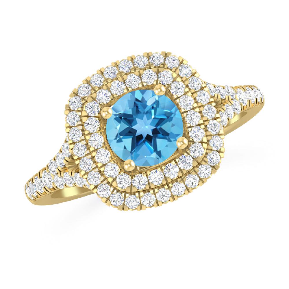 Yellow Gold - Blue Topaz