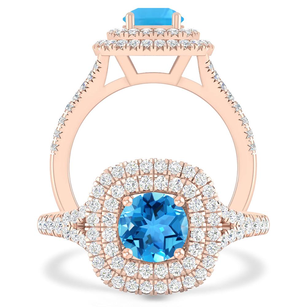 Rose Gold - Blue Topaz