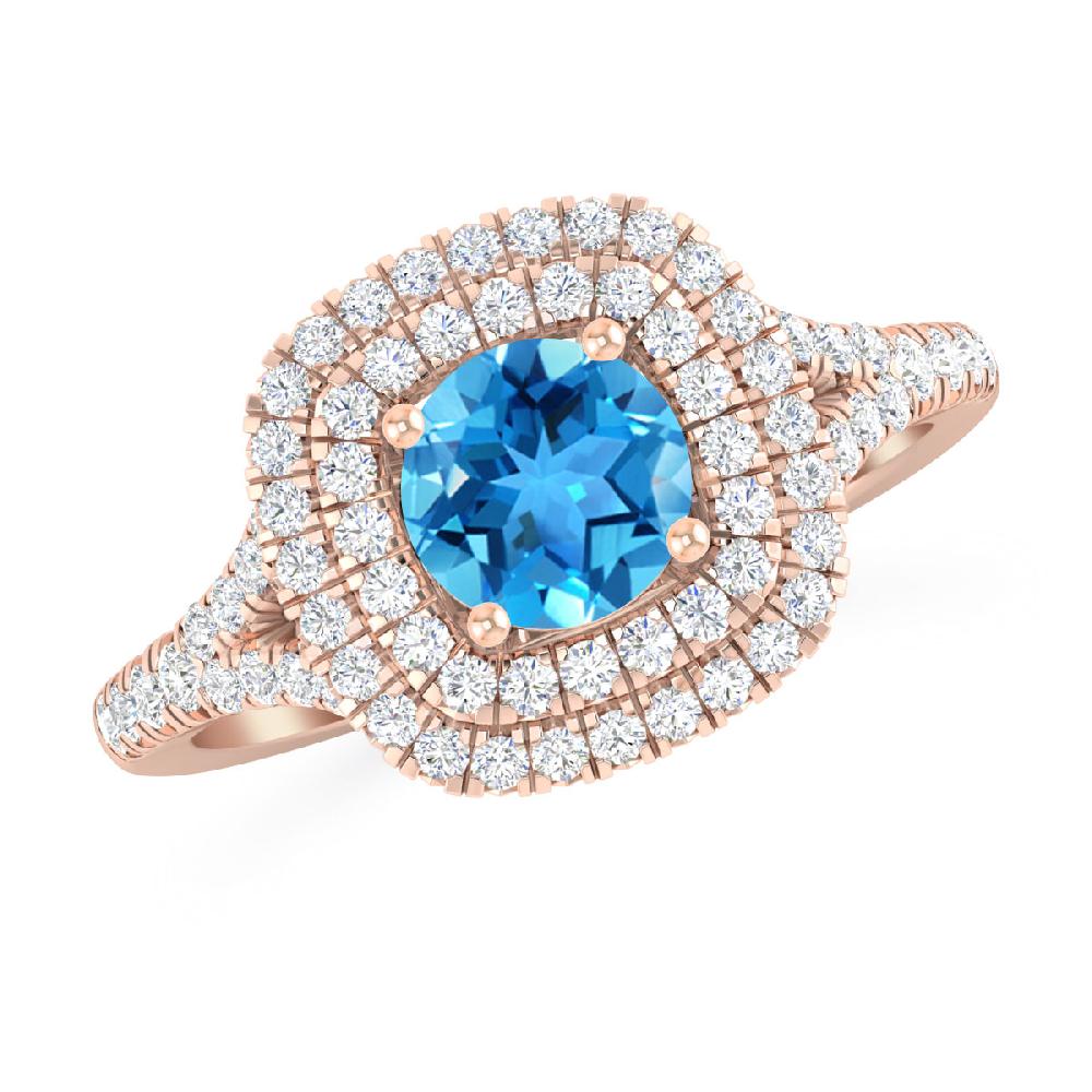 Rose Gold - Blue Topaz