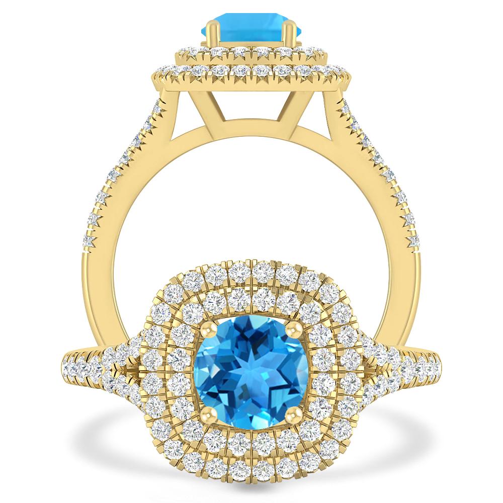 Yellow Gold - Blue Topaz