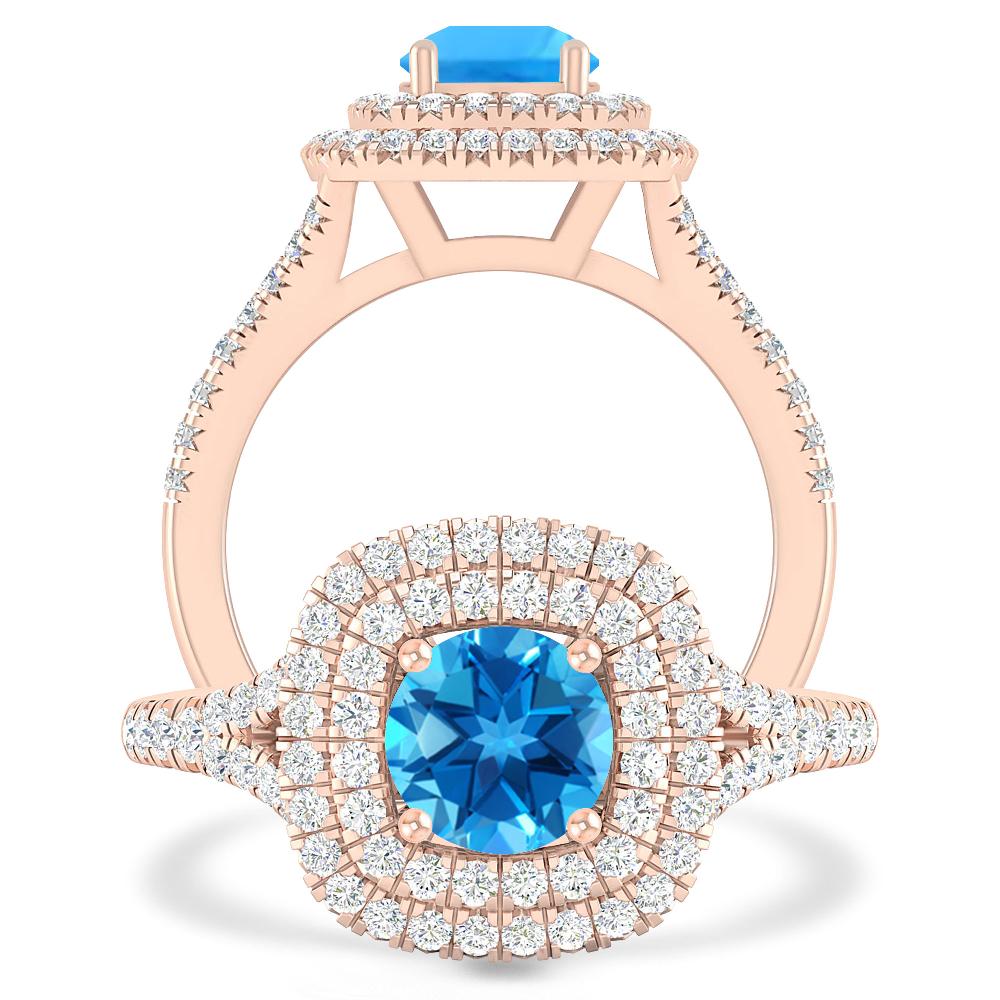 Rose Gold - Blue Topaz