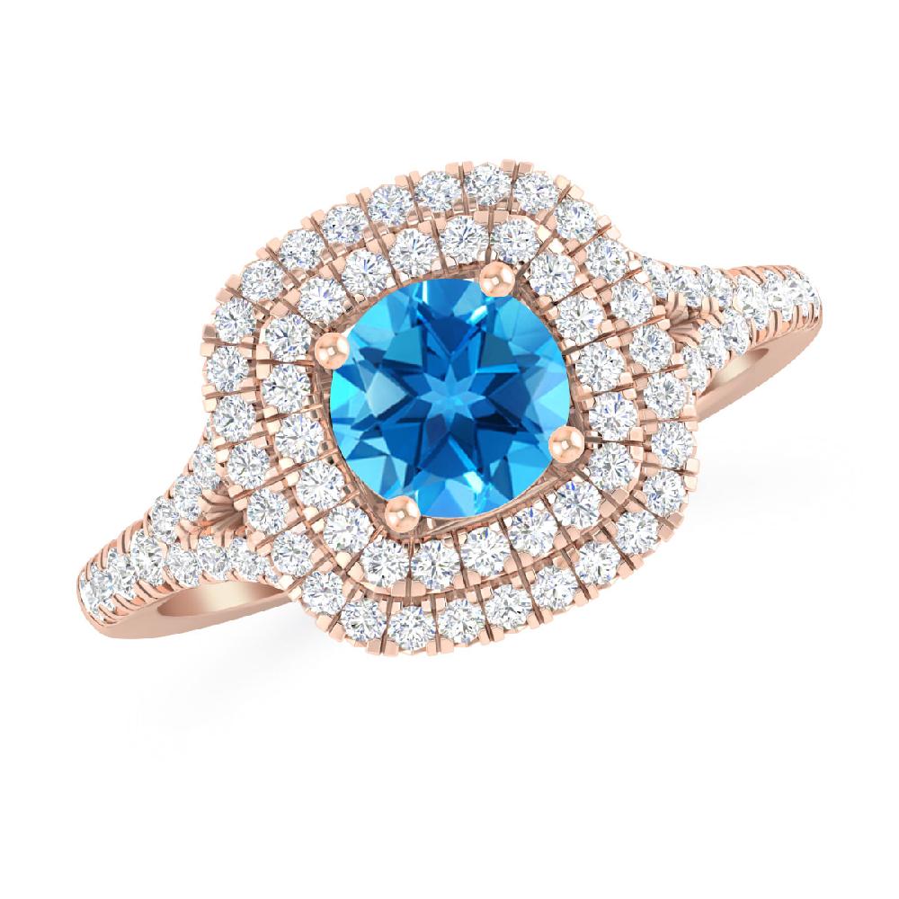 Rose Gold - Blue Topaz