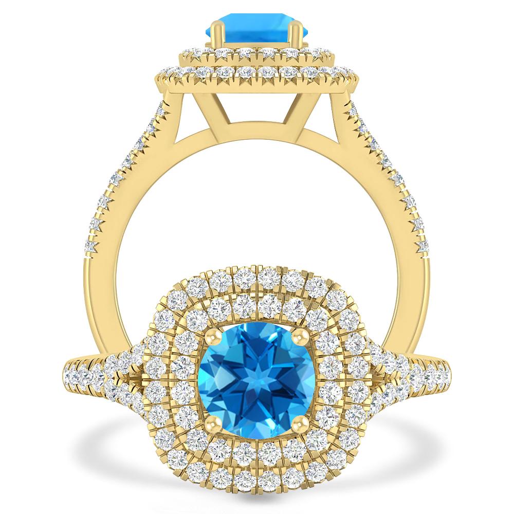 Yellow Gold - Blue Topaz