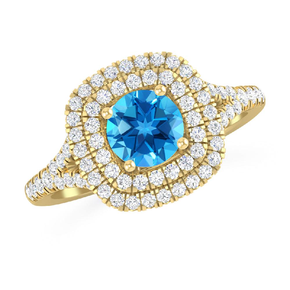 Yellow Gold - Blue Topaz