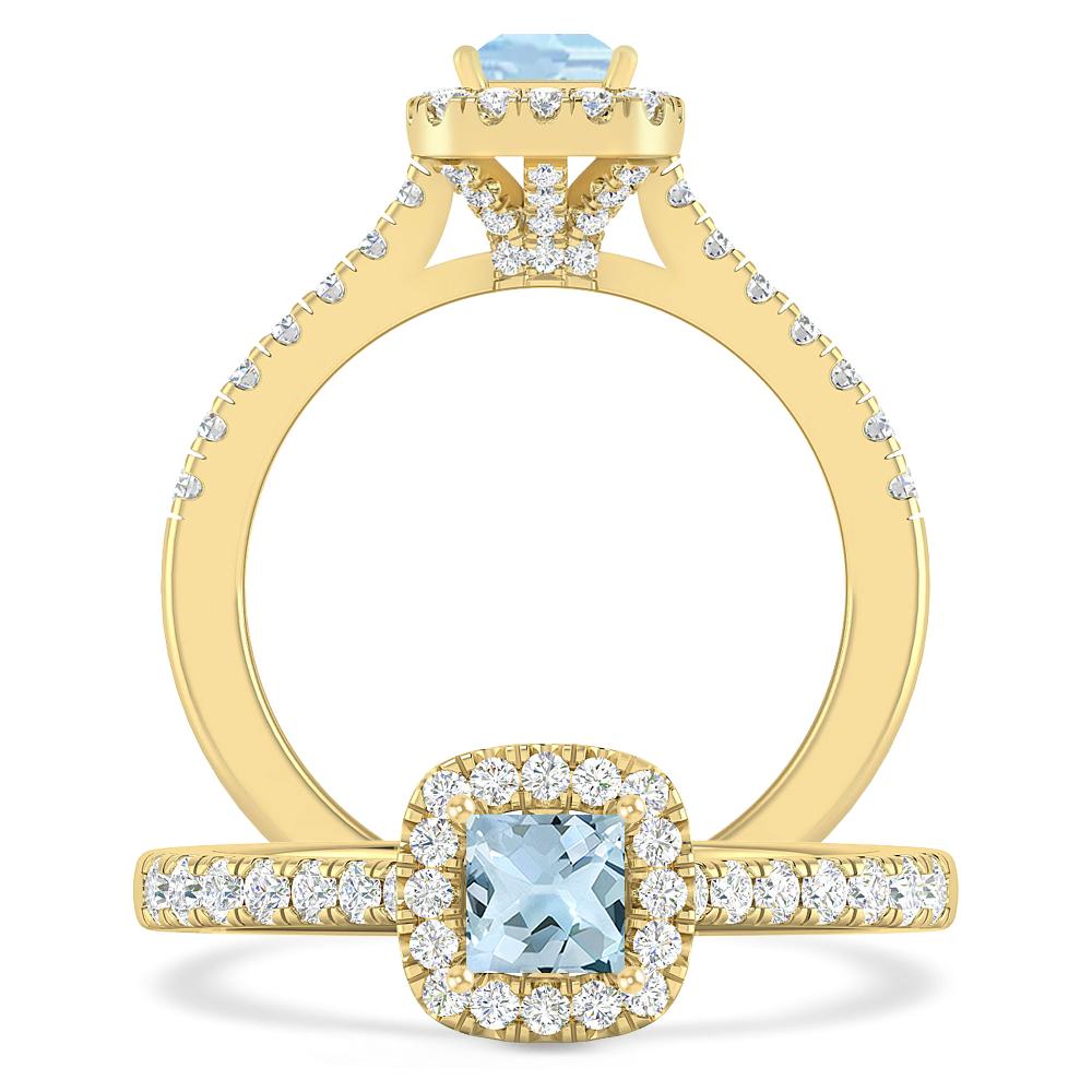 Yellow Gold - Aquamarine