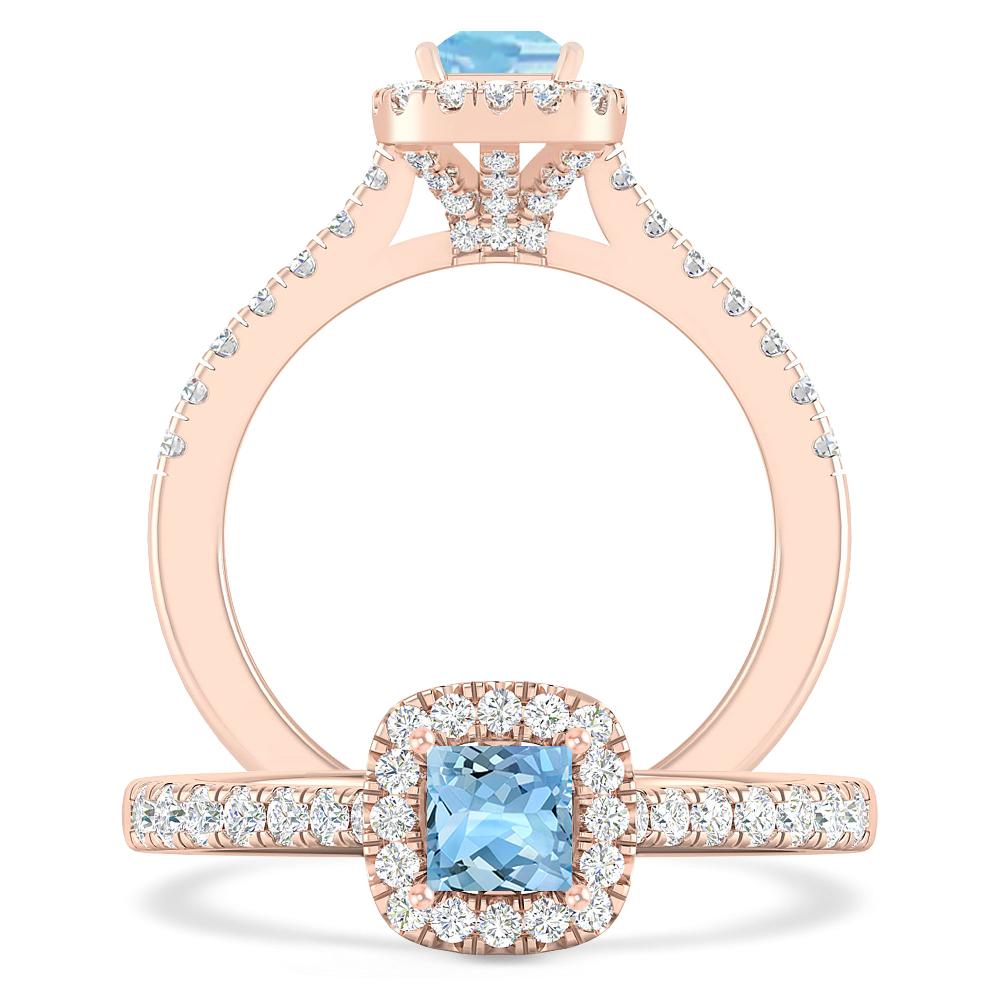 Rose Gold - Aquamarine