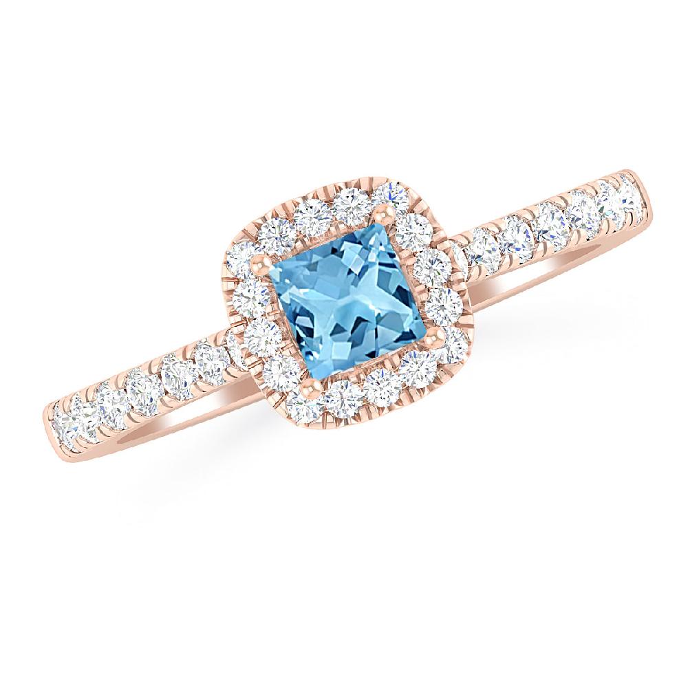 Rose Gold - Blue Topaz