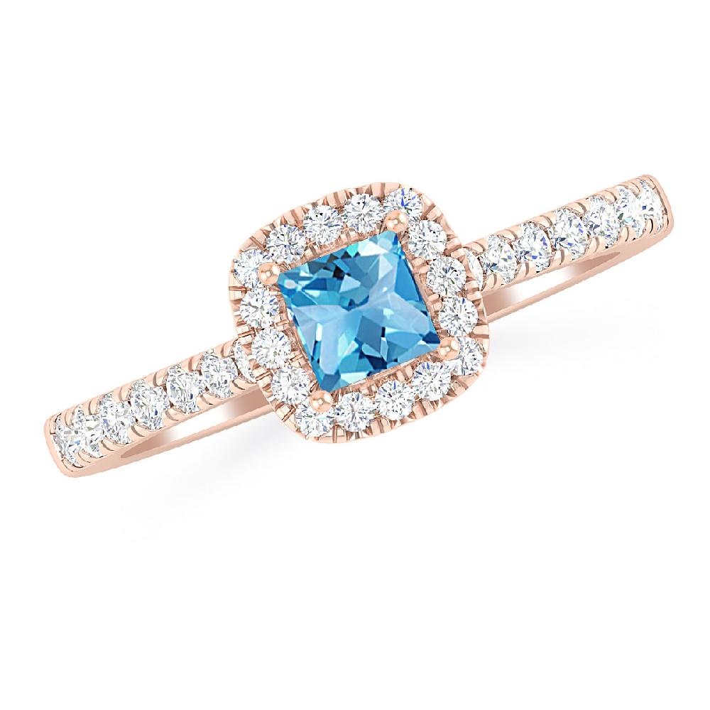 Rose Gold - Blue Topaz