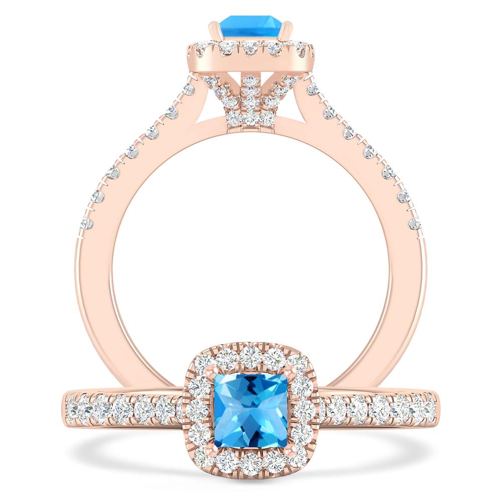 Rose Gold - Blue Topaz