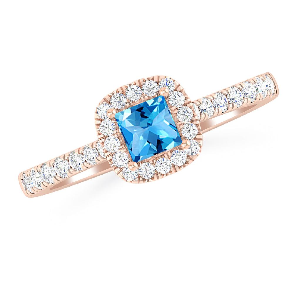 Rose Gold - Blue Topaz