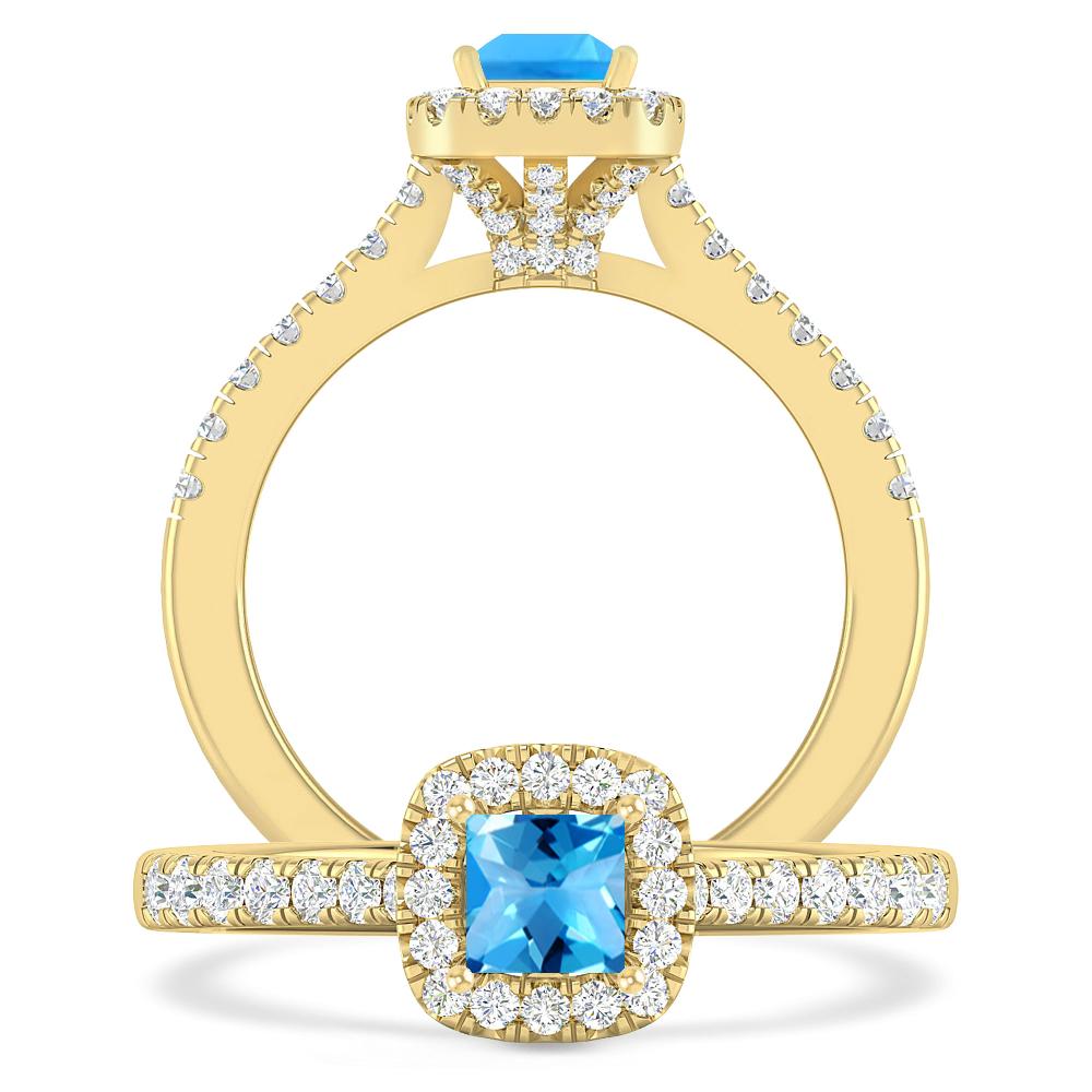 Yellow Gold - Blue Topaz