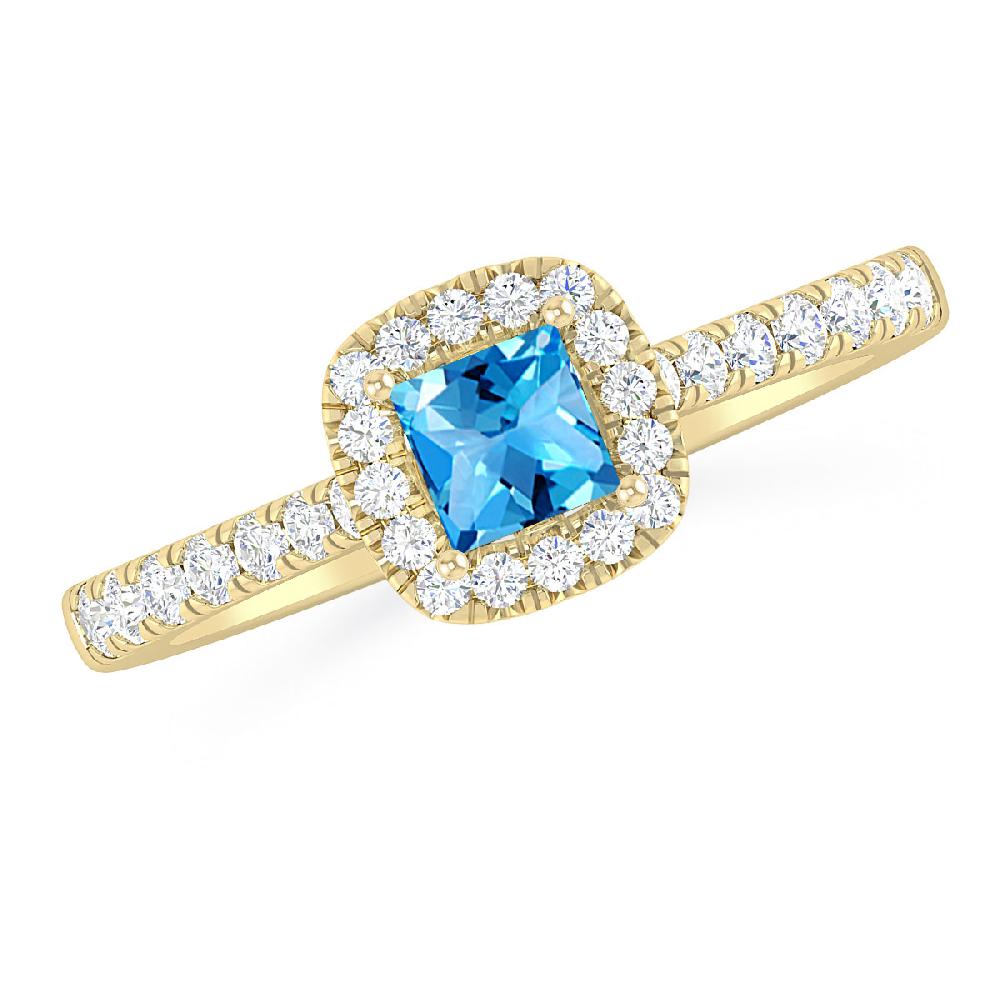 Yellow Gold - Blue Topaz