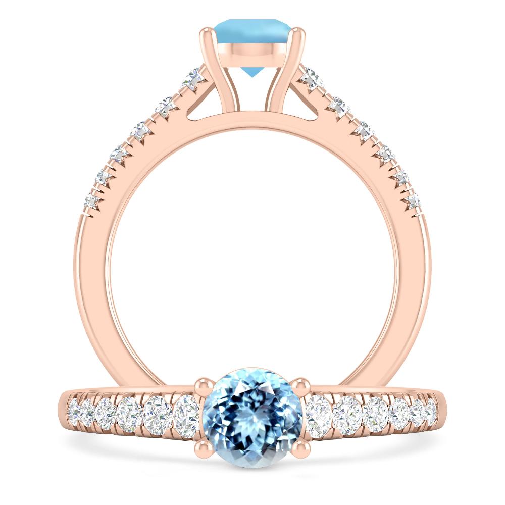 Rose Gold - Aquamarine