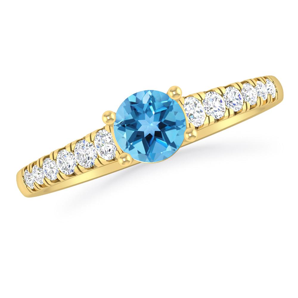 Yellow Gold - Blue Topaz