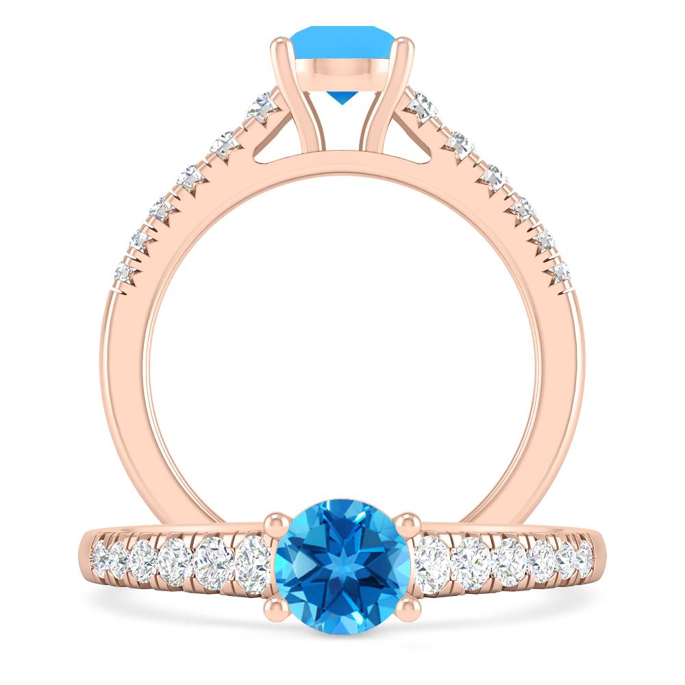 Rose Gold - Blue Topaz