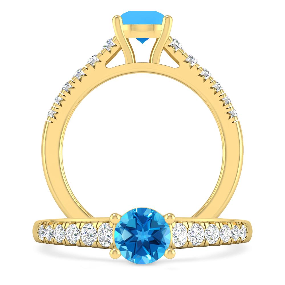 Yellow Gold - Blue Topaz