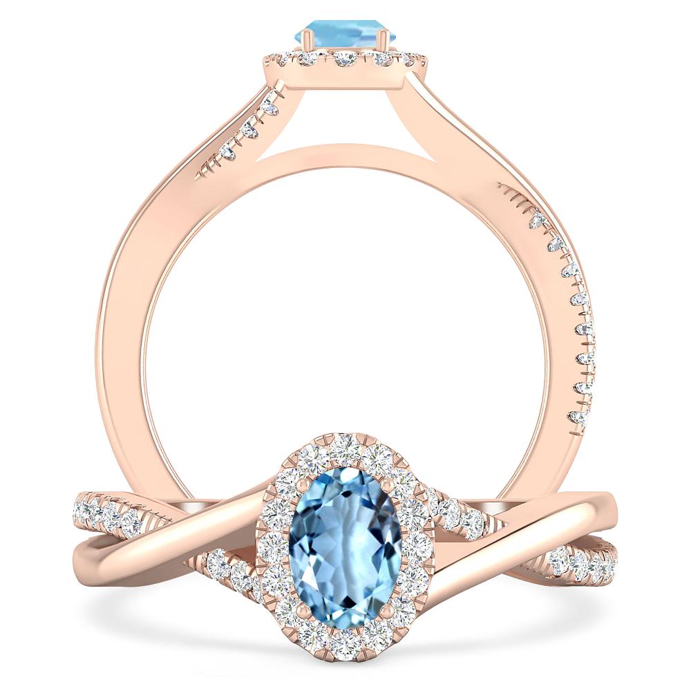 Rose Gold - Aquamarine