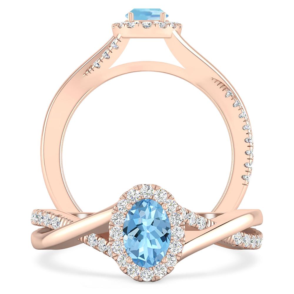 Rose Gold - Aquamarine