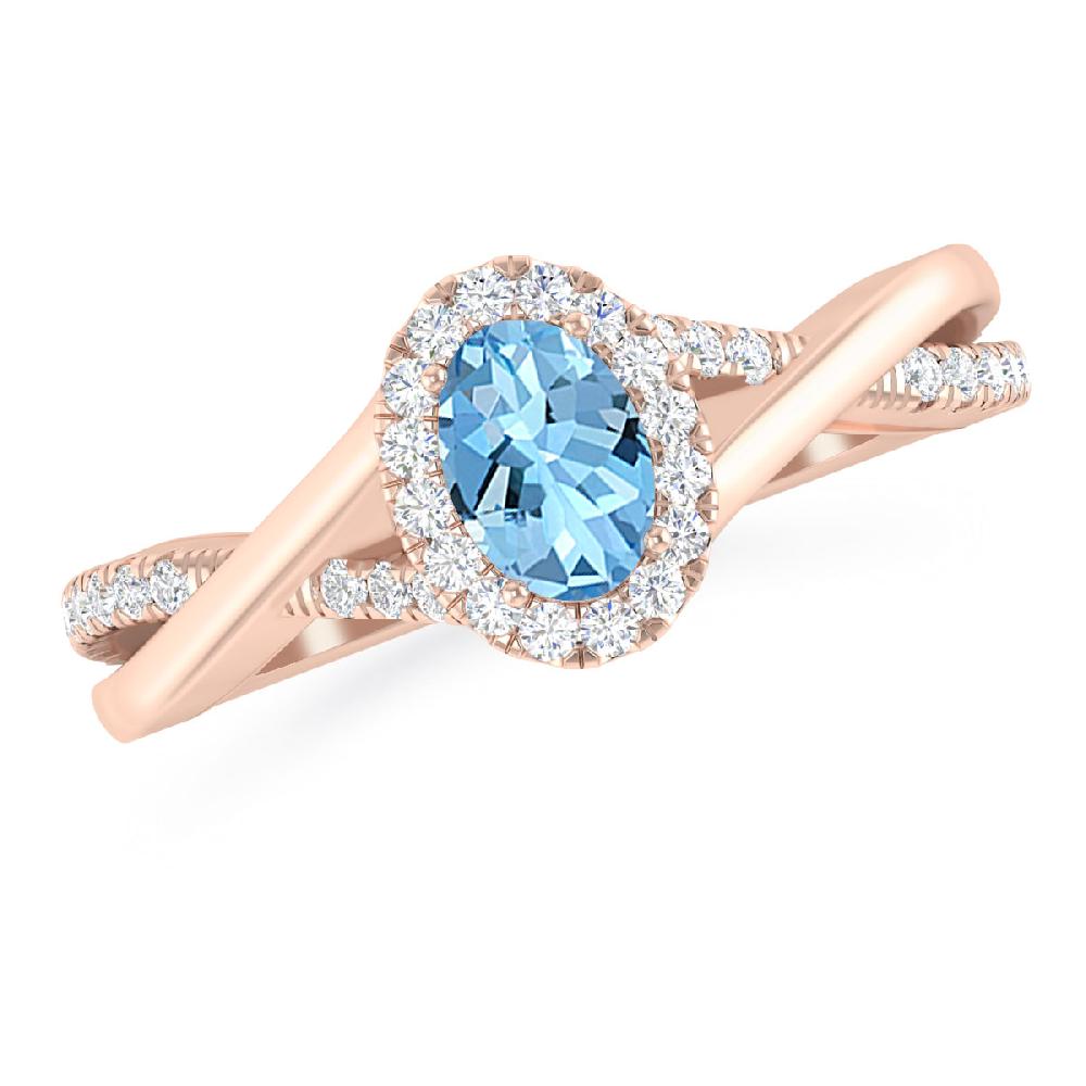 Rose Gold - Aquamarine