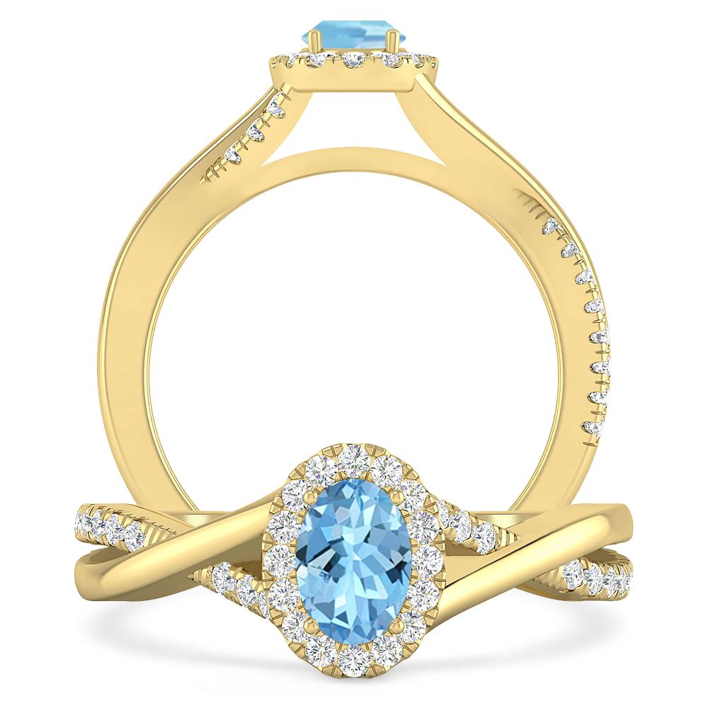 Yellow Gold - Aquamarine