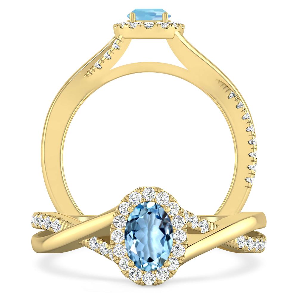 Yellow Gold - Aquamarine