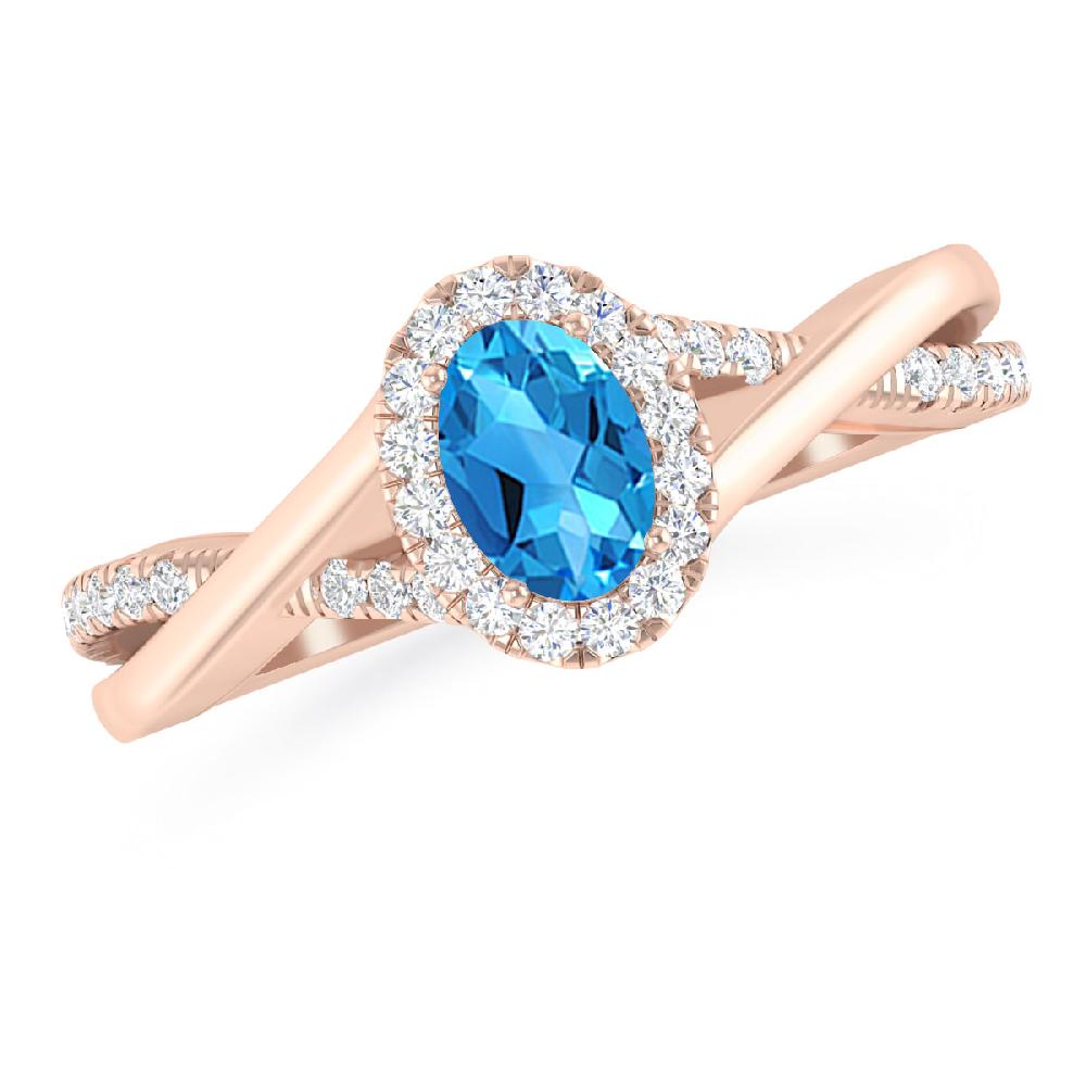 Rose Gold - Blue Topaz