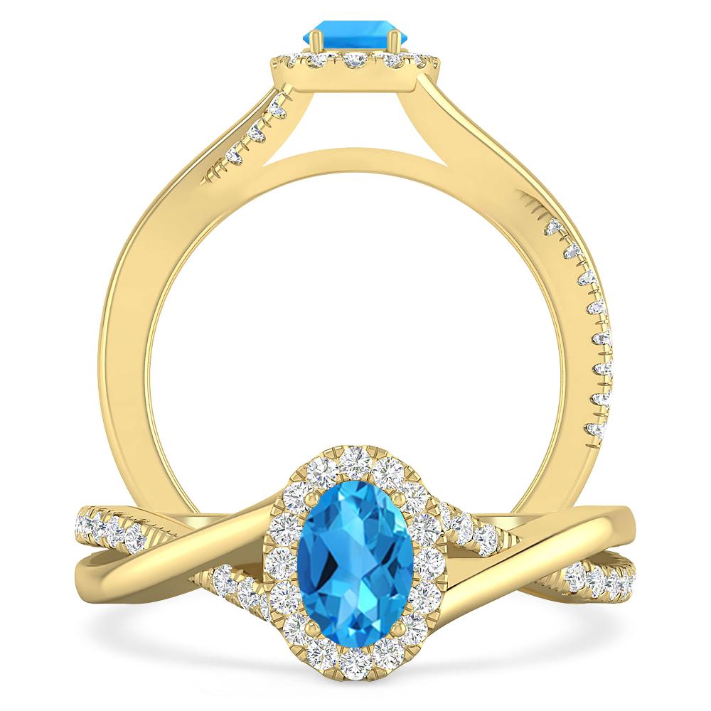 Yellow Gold - Blue Topaz