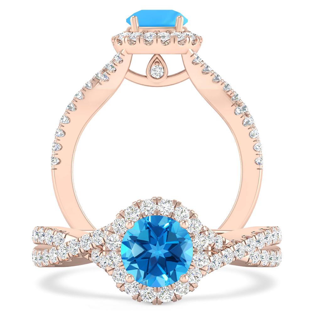 Rose Gold - Blue Topaz