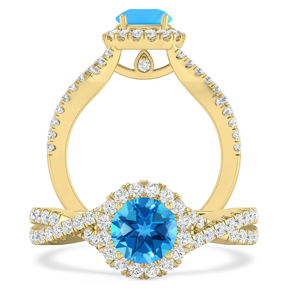 Yellow Gold - Blue Topaz