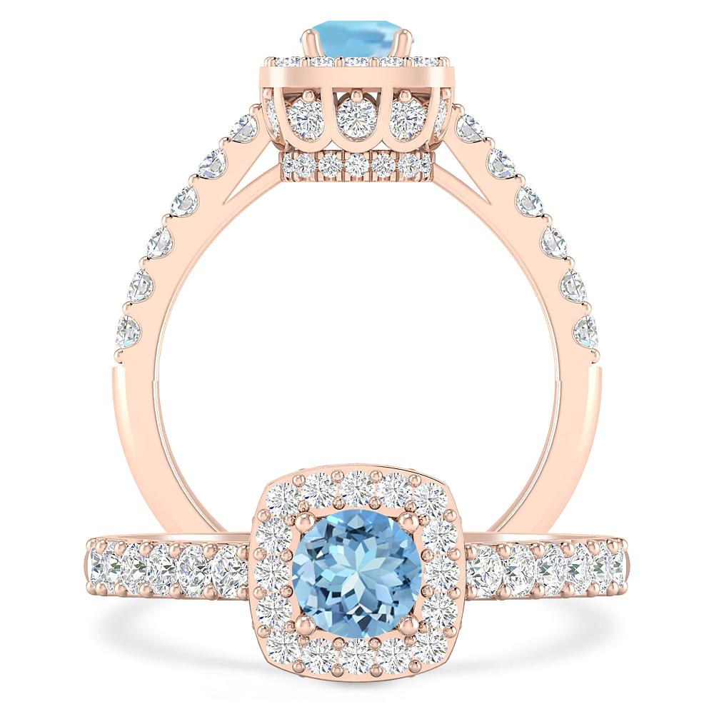 Rose Gold - Aquamarine