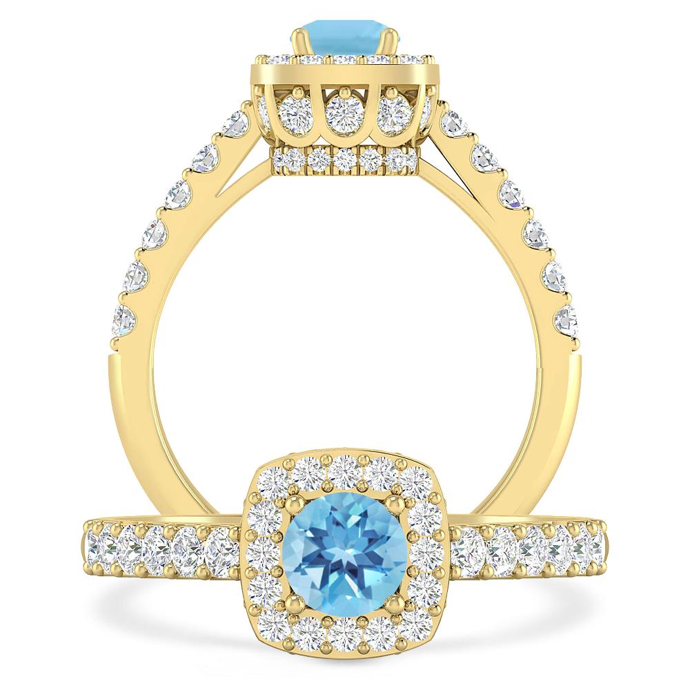 Yellow Gold - Blue Topaz