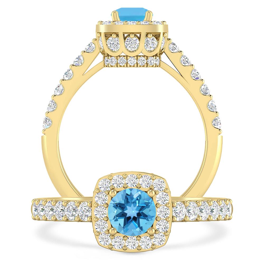 Yellow Gold - Blue Topaz