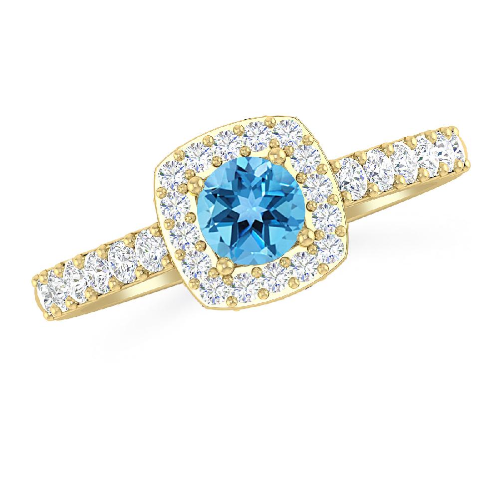 Yellow Gold - Blue Topaz