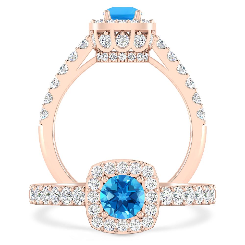 Rose Gold - Blue Topaz