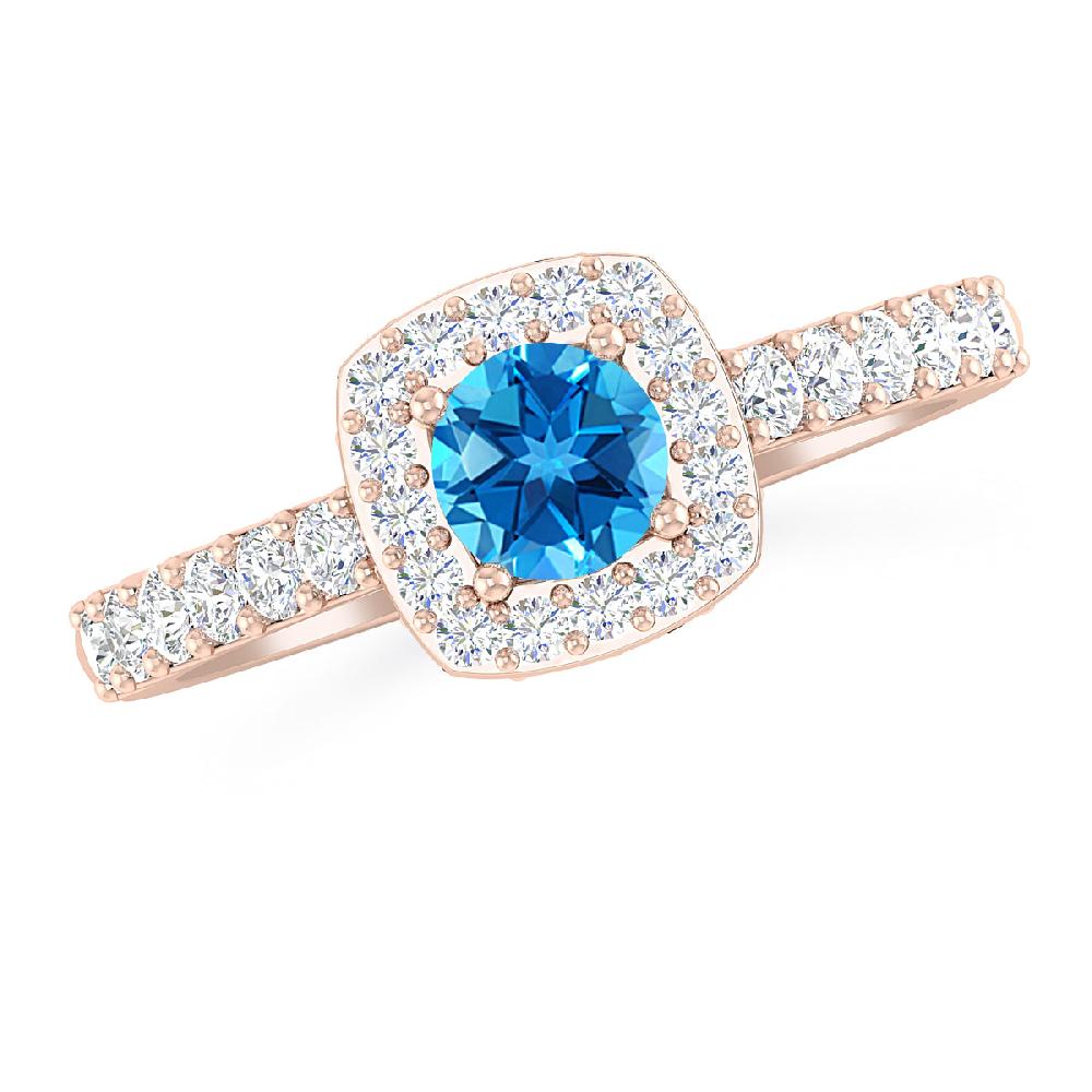 Rose Gold - Blue Topaz