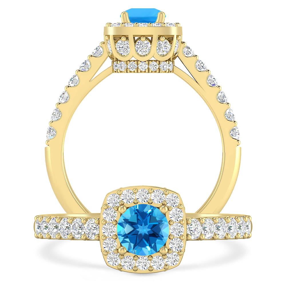 Yellow Gold - Blue Topaz