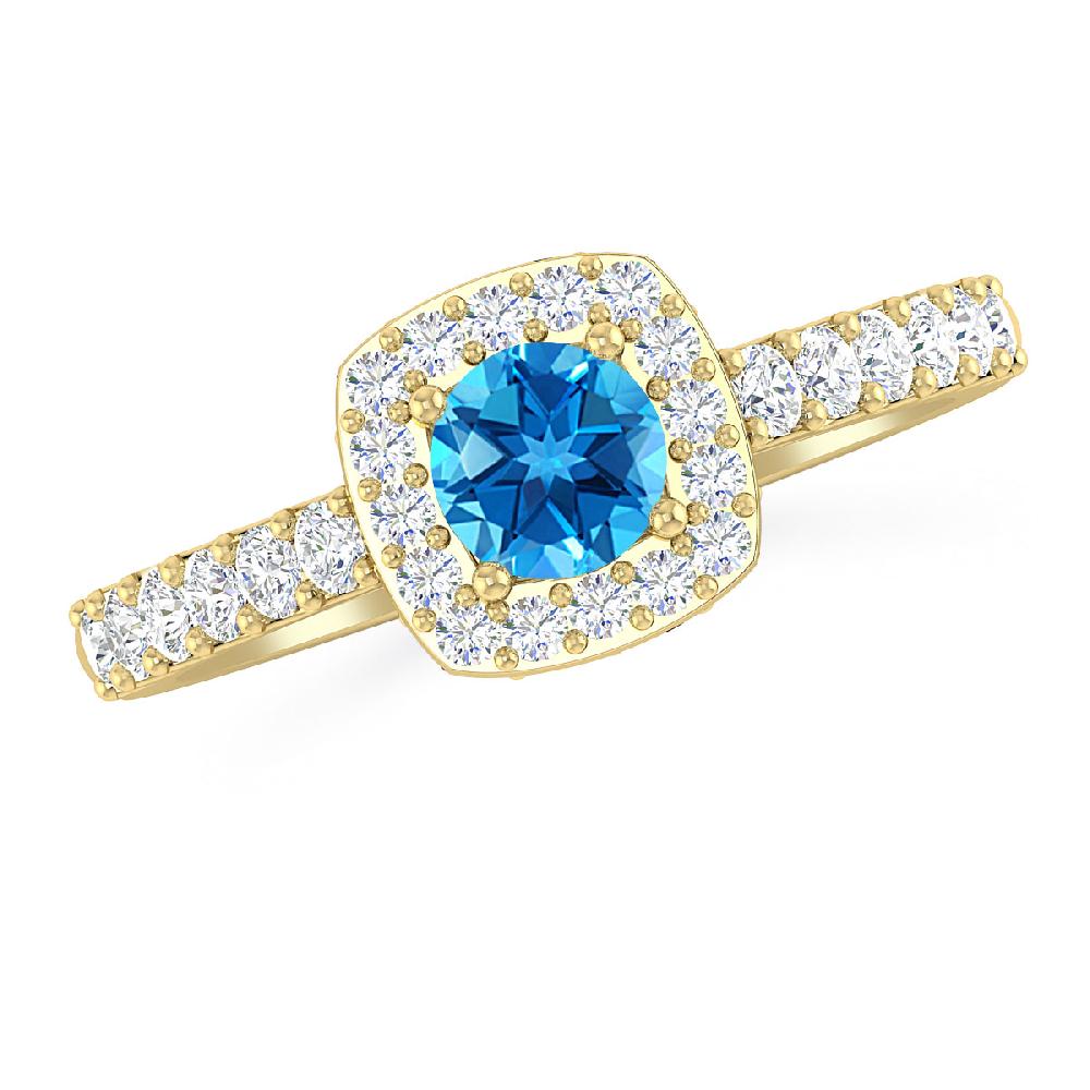 Yellow Gold - Blue Topaz