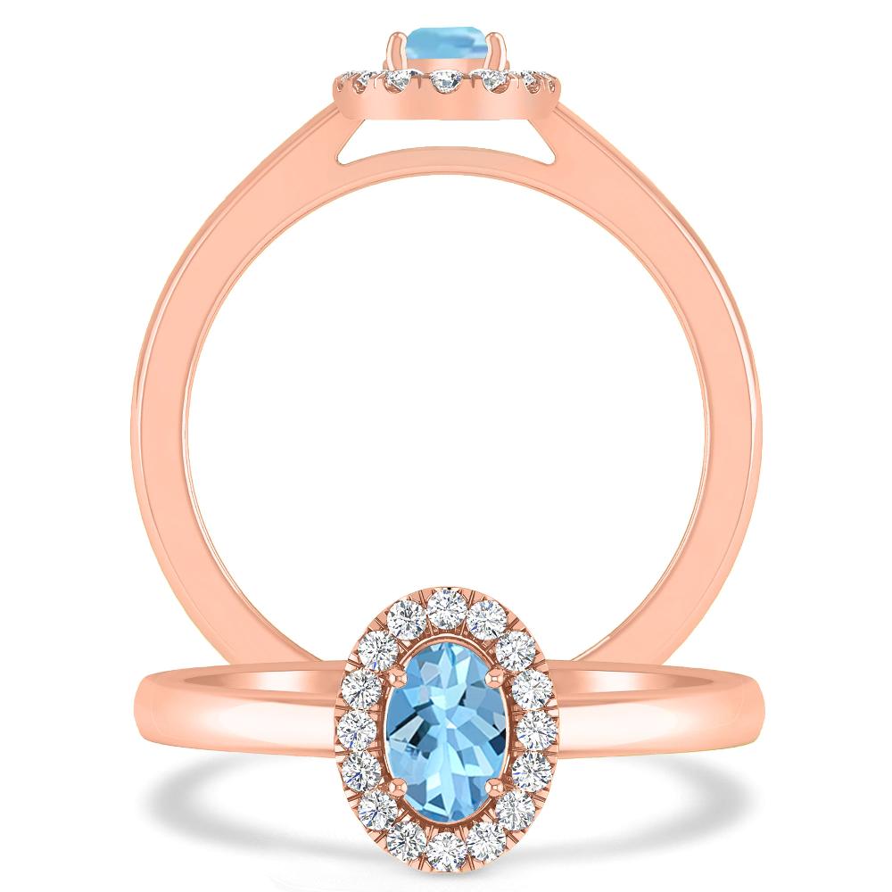 Rose Gold - Aquamarine