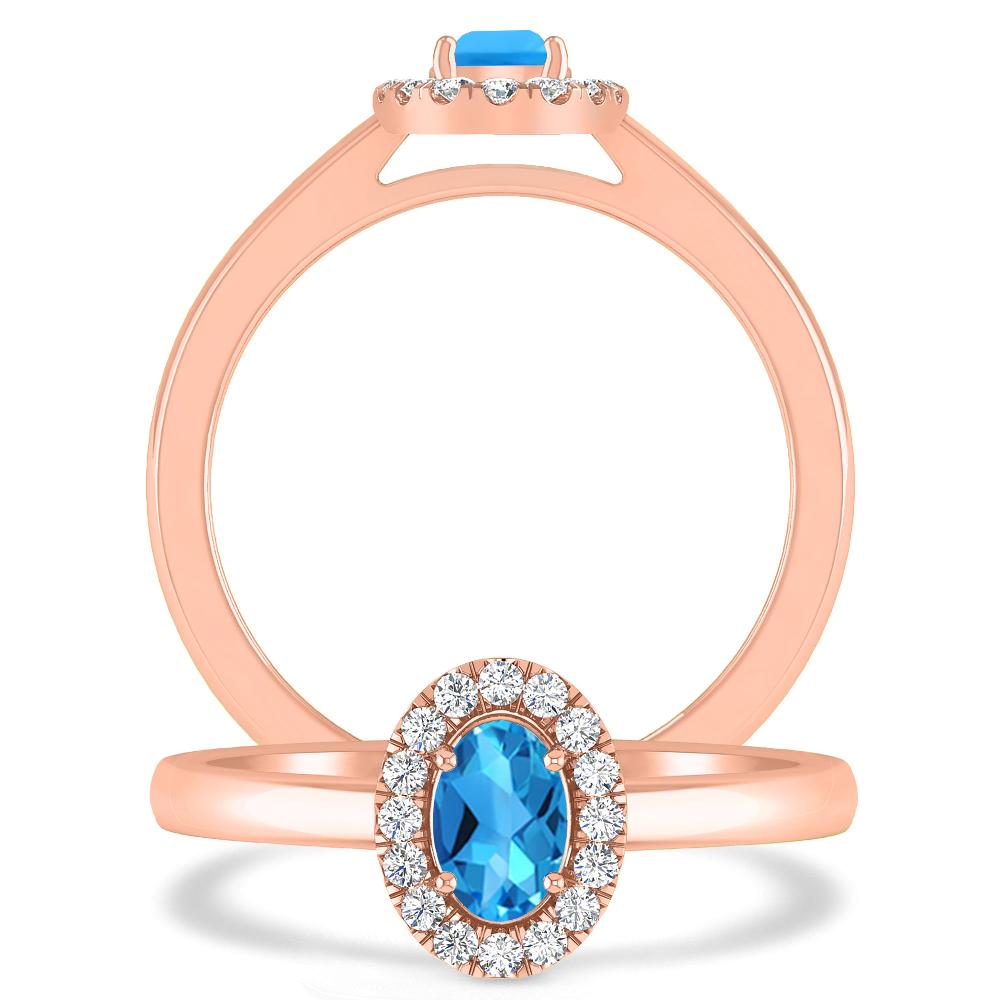 Rose Gold - Blue Topaz