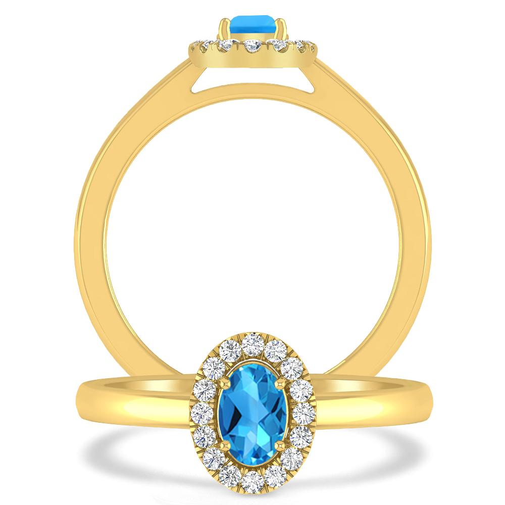 Yellow Gold - Blue Topaz