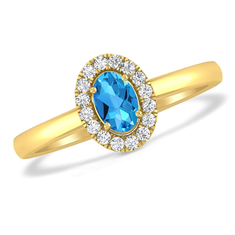 Yellow Gold - Blue Topaz