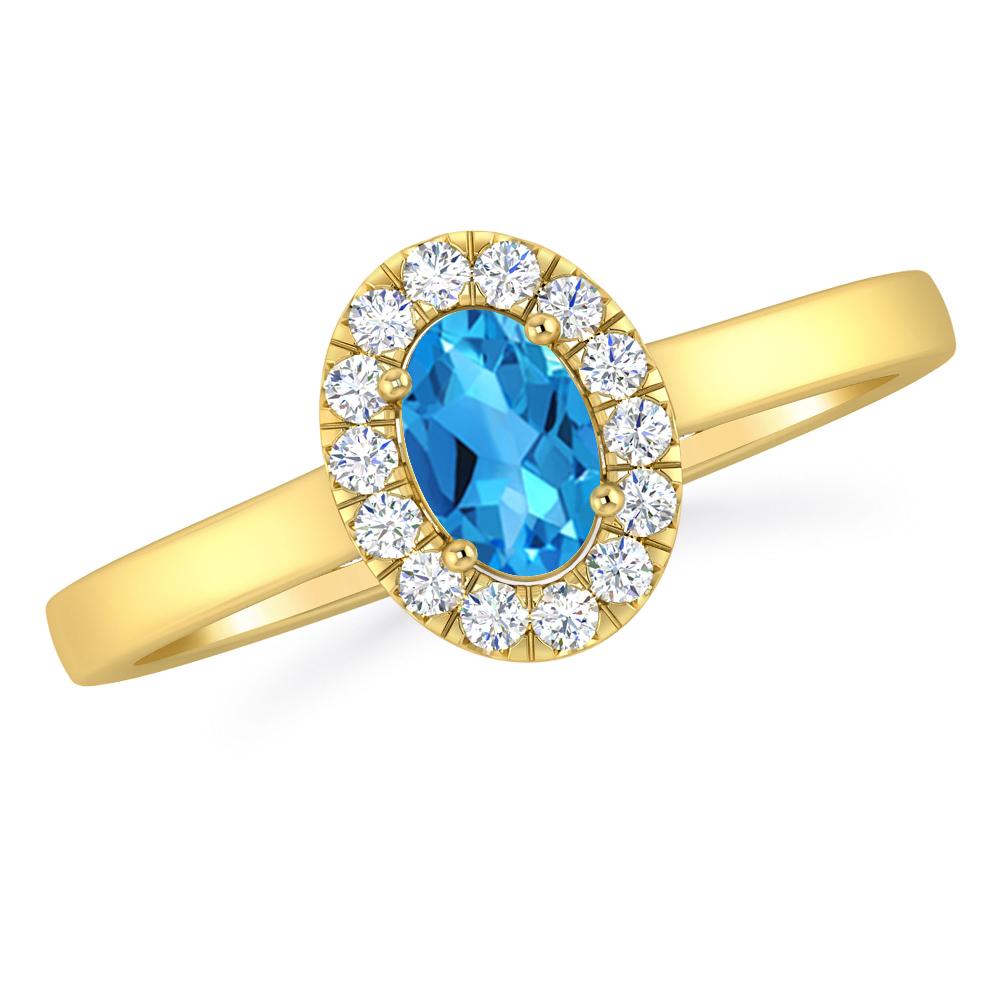 Yellow Gold - Blue Topaz