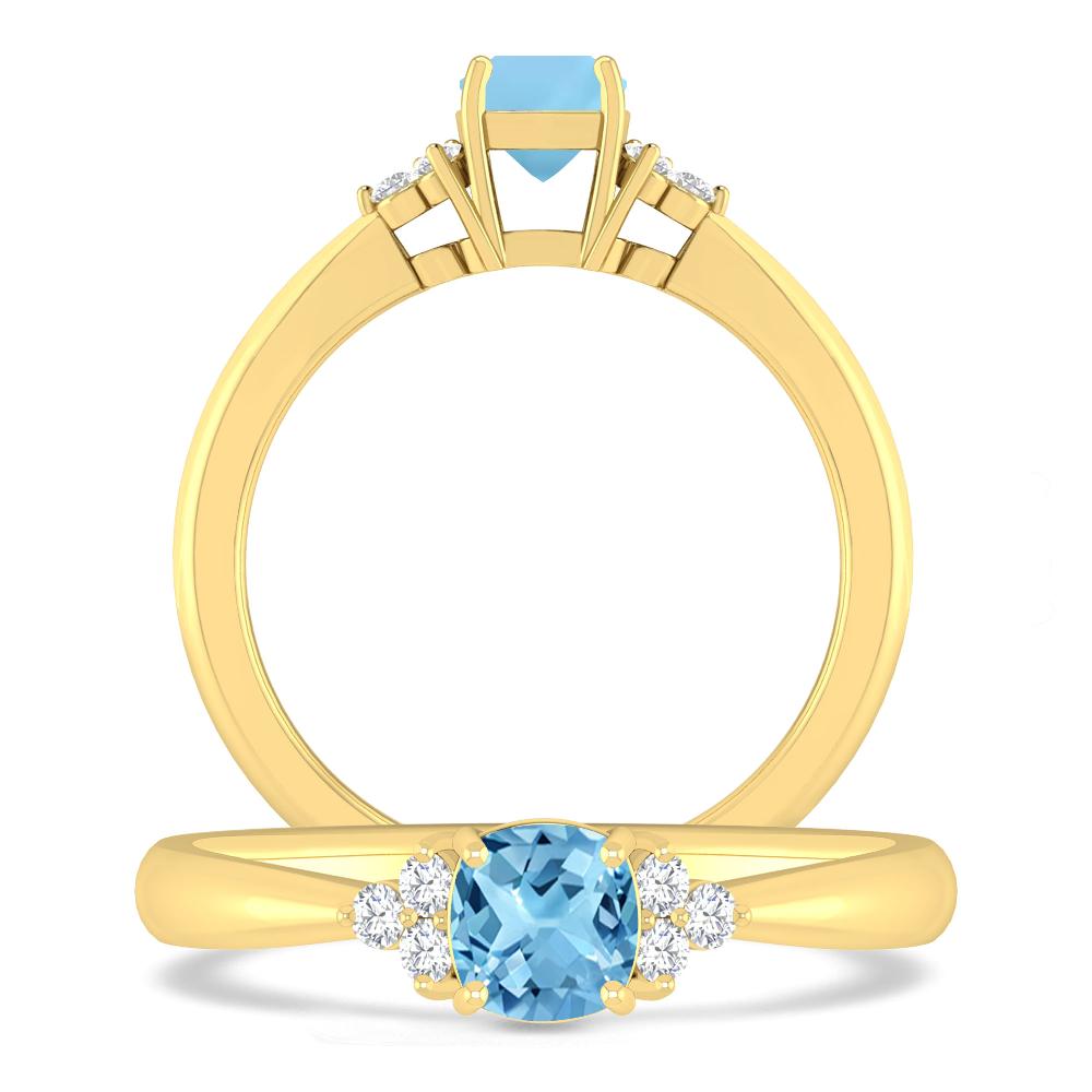 Yellow Gold - Blue Topaz