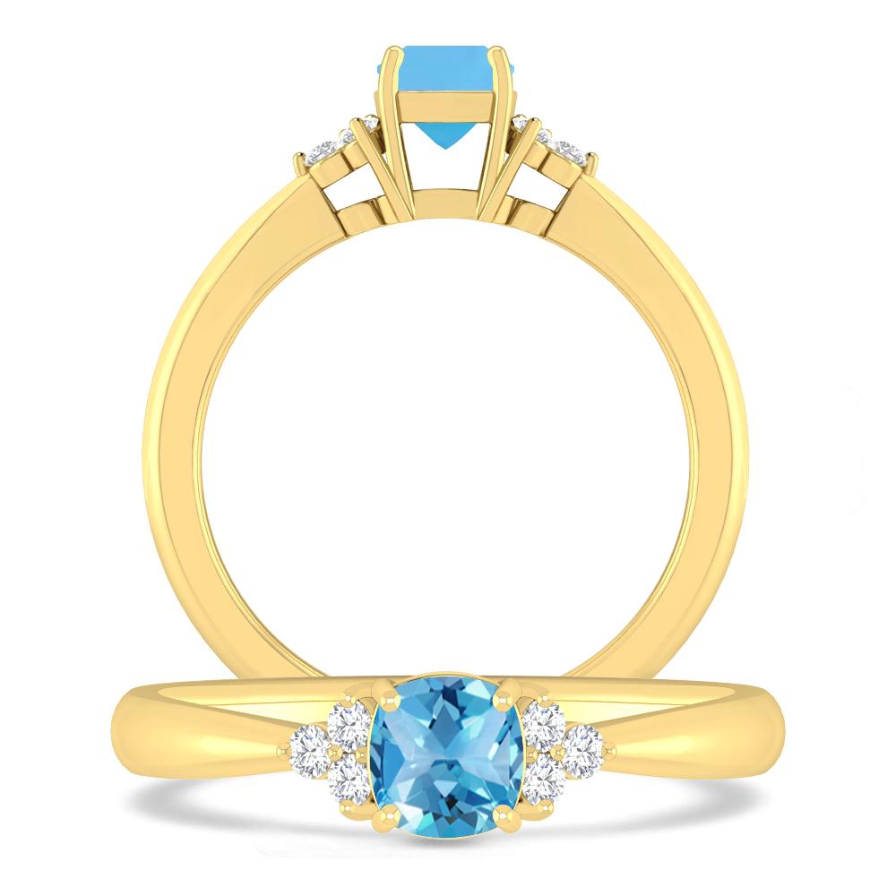 Yellow Gold - Blue Topaz