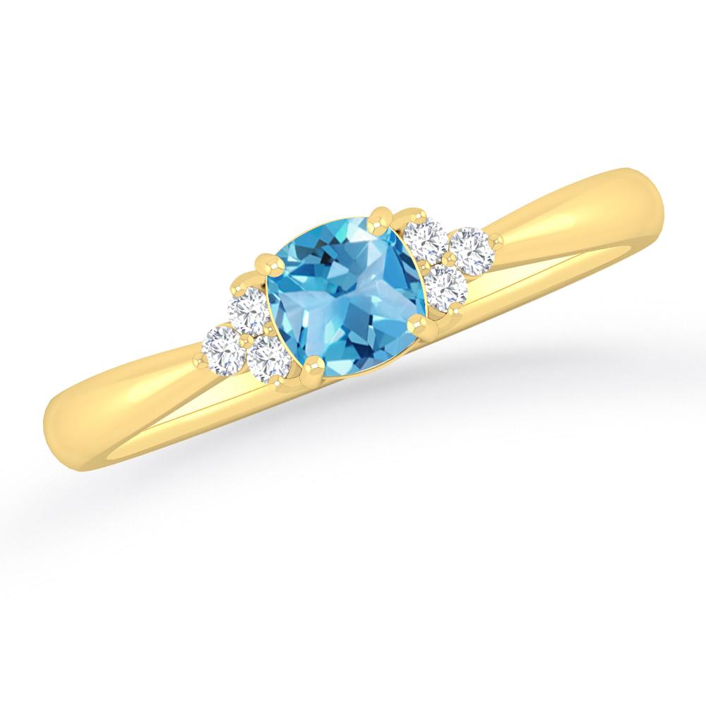 Yellow Gold - Blue Topaz