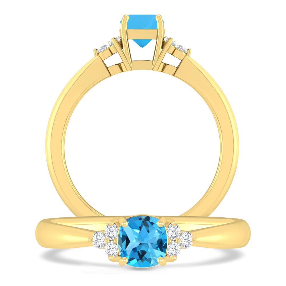 Yellow Gold - Blue Topaz