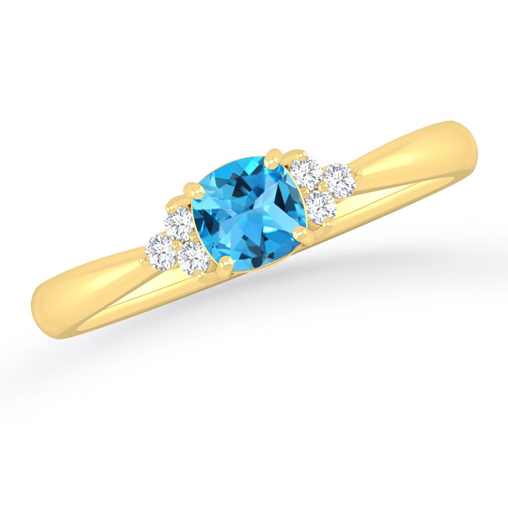 Yellow Gold - Blue Topaz